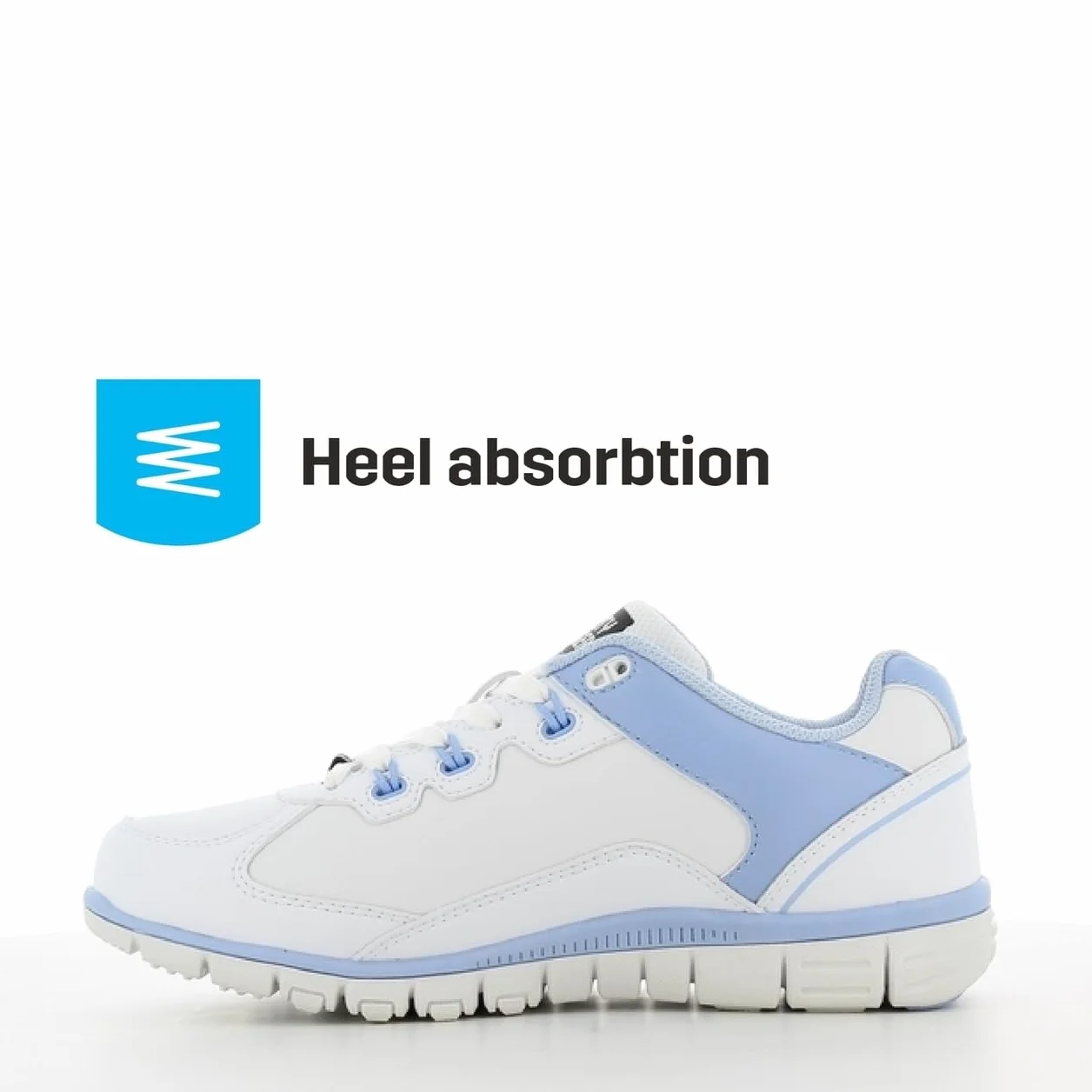 Oxypas Oxysport 'Sunny' Slip-resistant, Antistatic Leather Nursing Trainers, White/Blue (Light Blue), 7 UK (41 EU)