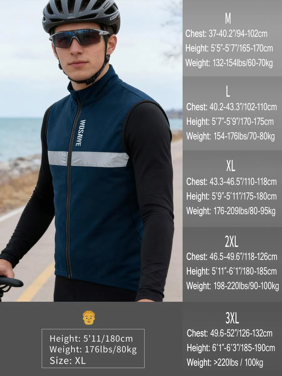 WOSAWE Chaleco de forro polar para hombre, sin mangas, reflectante, cortavientos
