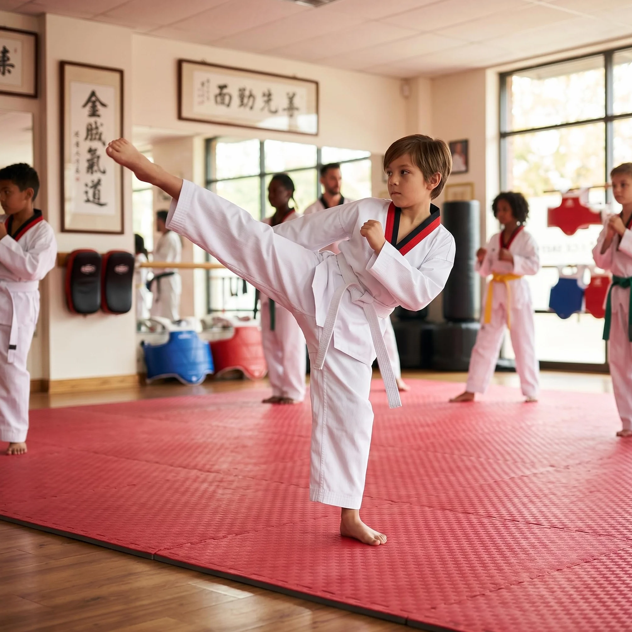 VGEBY Traje de Taekwondo Dobok Uniforme de Entrenamiento de Taekwondo Resistente y Cómodo y Transpirable para Niños de Altura 136-146 Cm