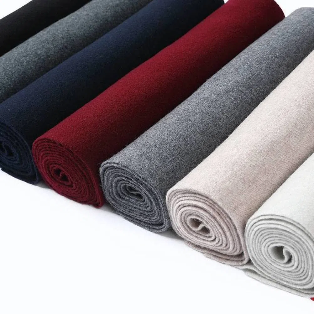 Bufanda de Lana Pura de Invierno Buff de Color Sólido Hombres Y Mujeres de Moda Común Pao Cálido Babero, rojo, 175 cm o más