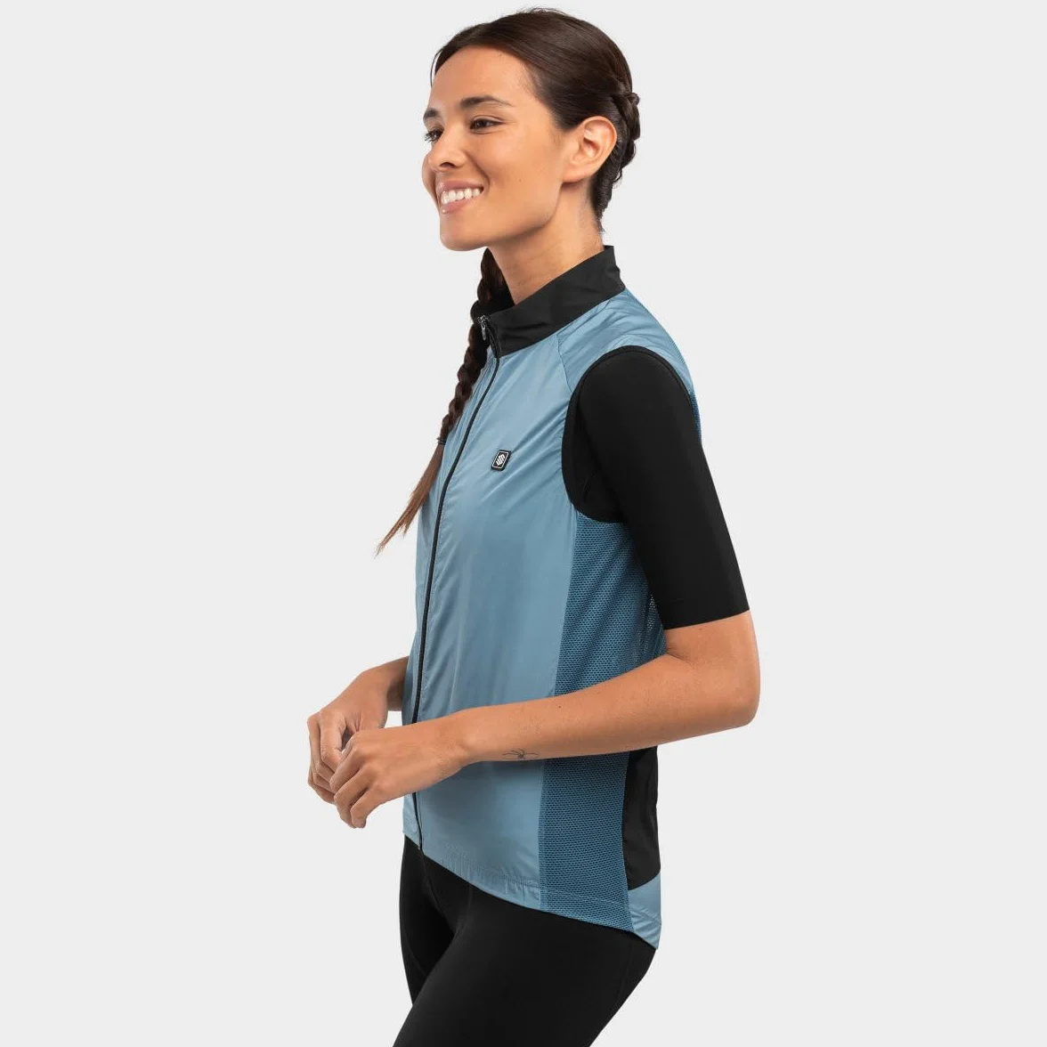 SIROKO - Chaleco Cortavientos de Ciclismo para Mujer V1-W Manghen - M - Azul acero