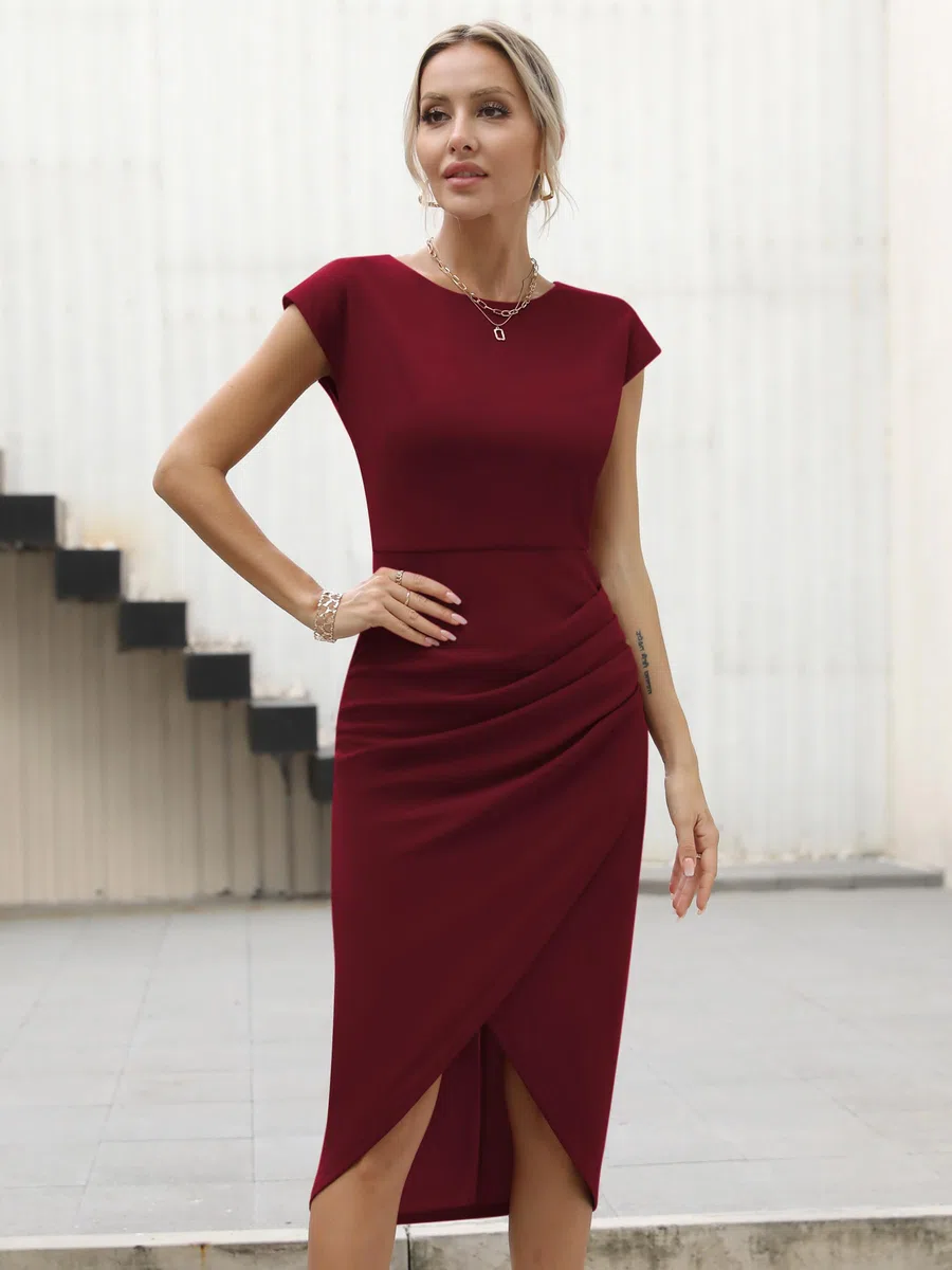 Missufe Vestido de cóctel para mujer, vestido de fiesta, vestido midi elegante, bodycon