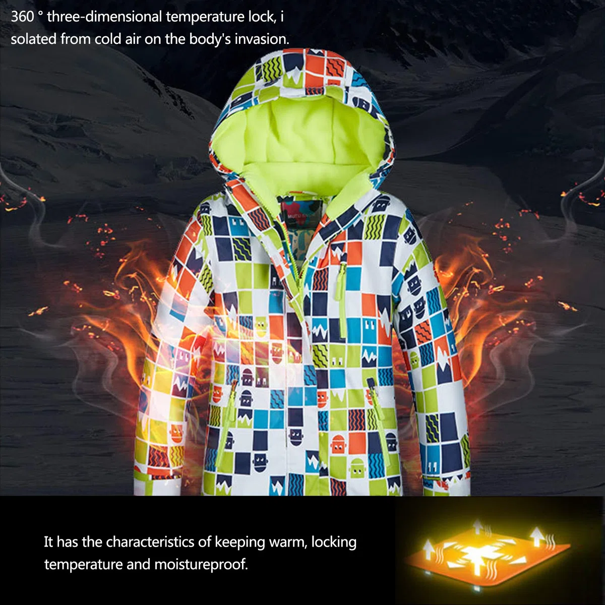 Conjunto de Chaqueta y Pantalón de Esquí para Niños Traje de Esquí para Niños Niñas Protector de Nieve Integrado Forro Polar Invierno