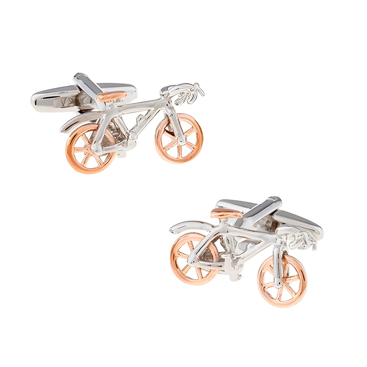 Gemelos de Boda de Bicicleta en Dorado y Plateado | Gemelos Originales Para Camisas | Para Hombres y Niños | Regalos Para Bodas, Comuniones, Bautizos y Otros Eventos