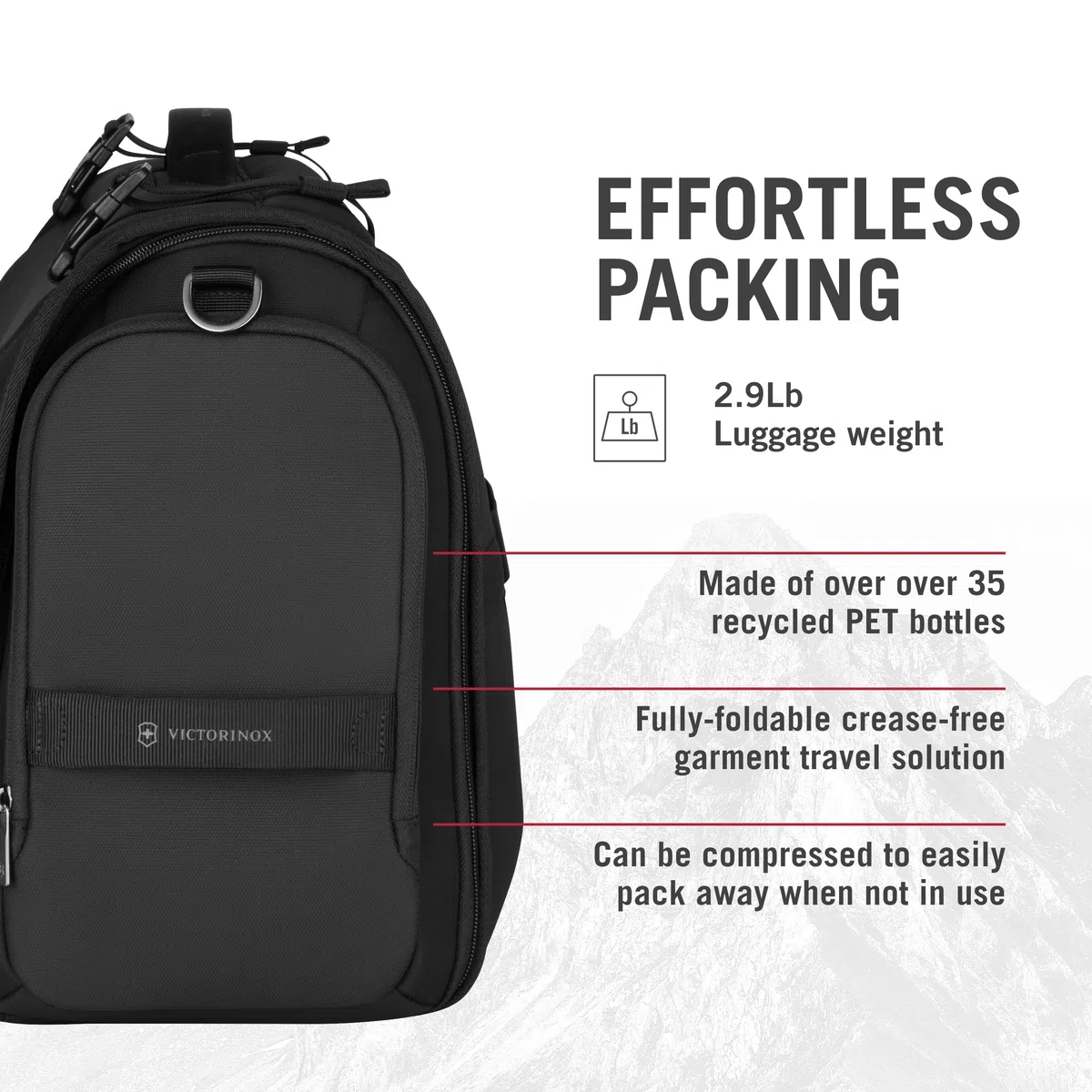 Victorinox Crosslight Garment Bag, Equipaje de Viaje, Portatrajes, Mujer/Hombre, 28 x 56 x 36 cm, Negro